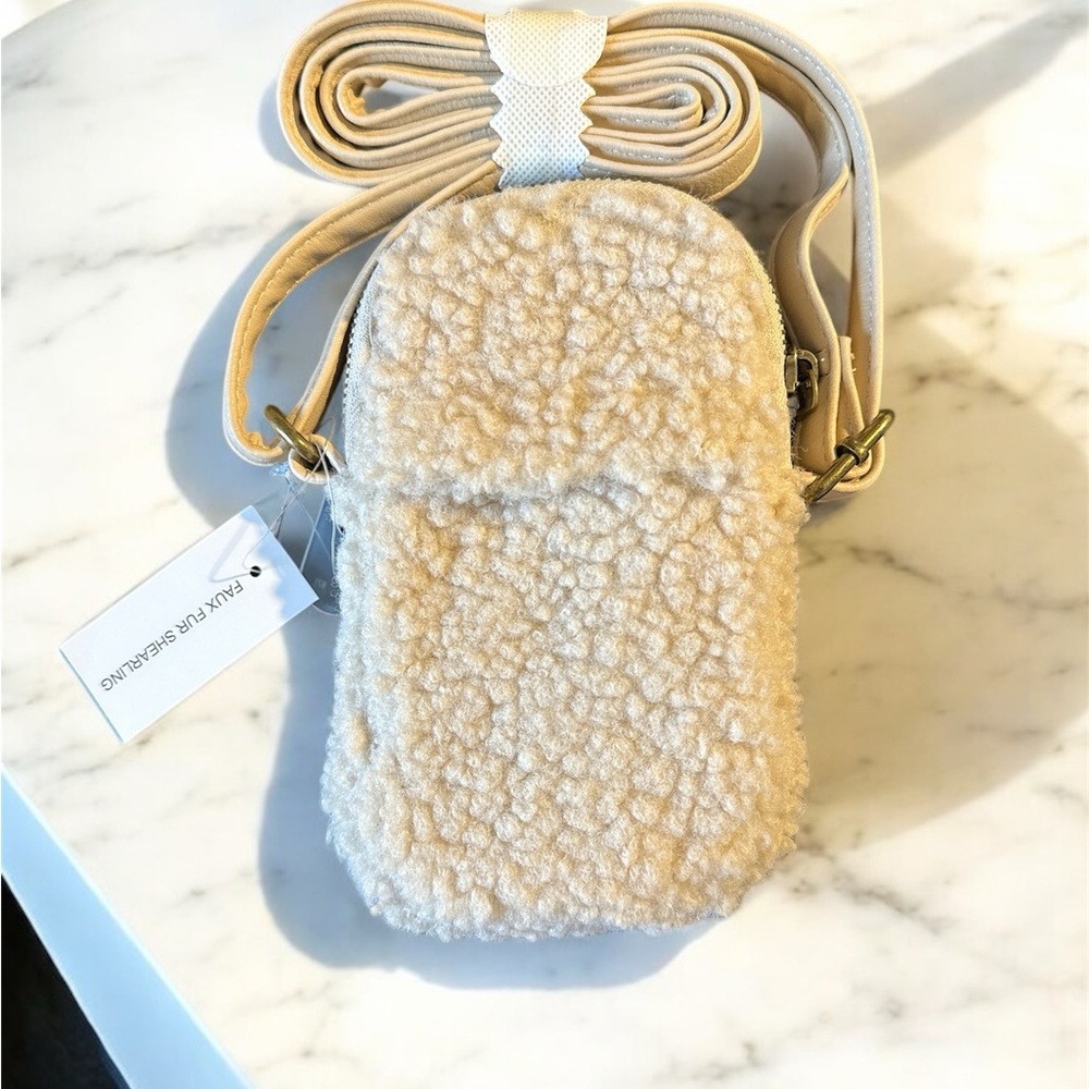 Shearling Crossbody Bag - Cream